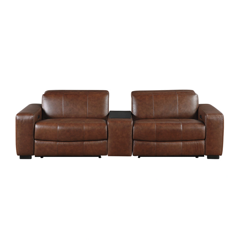 Sutton-(3)Power Double Reclining Love Seat with Center Console, Power Headrest and Charging Ports image