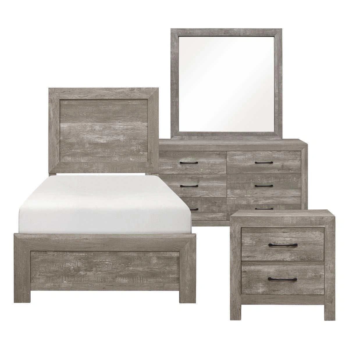 Made of Gray veneer wood and engineered wood