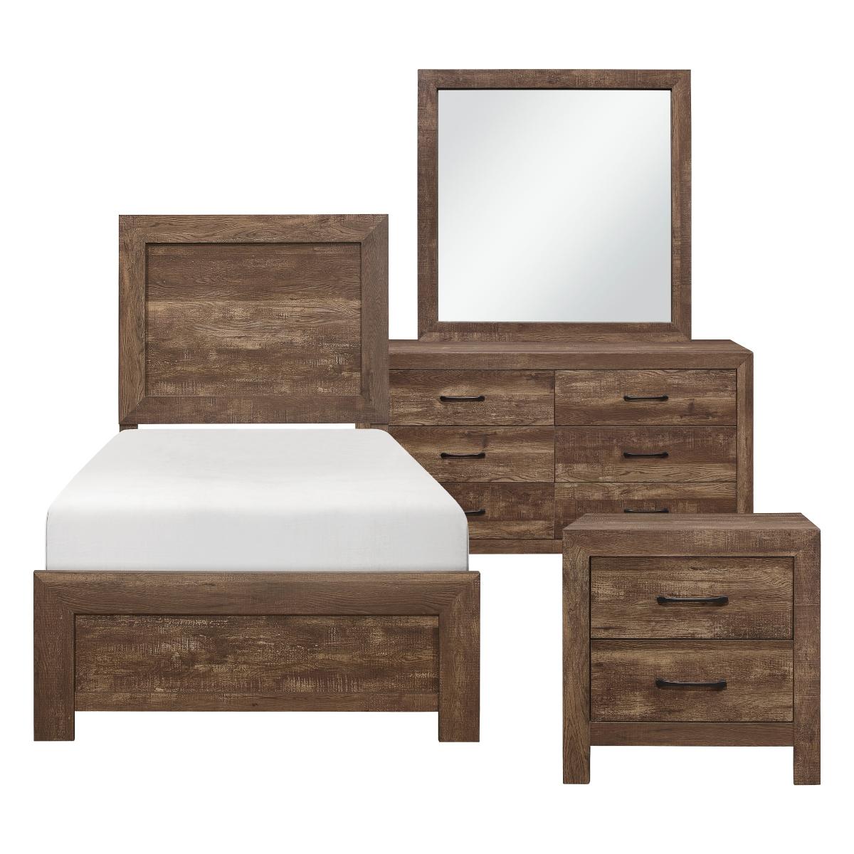Made of Brown veneer wood and engineered wood