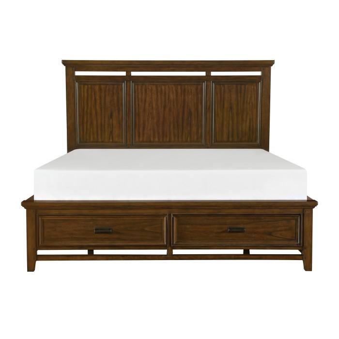 Frazier Queen Upholstered Storage Platform Bed in Dark Cherry 1649-1