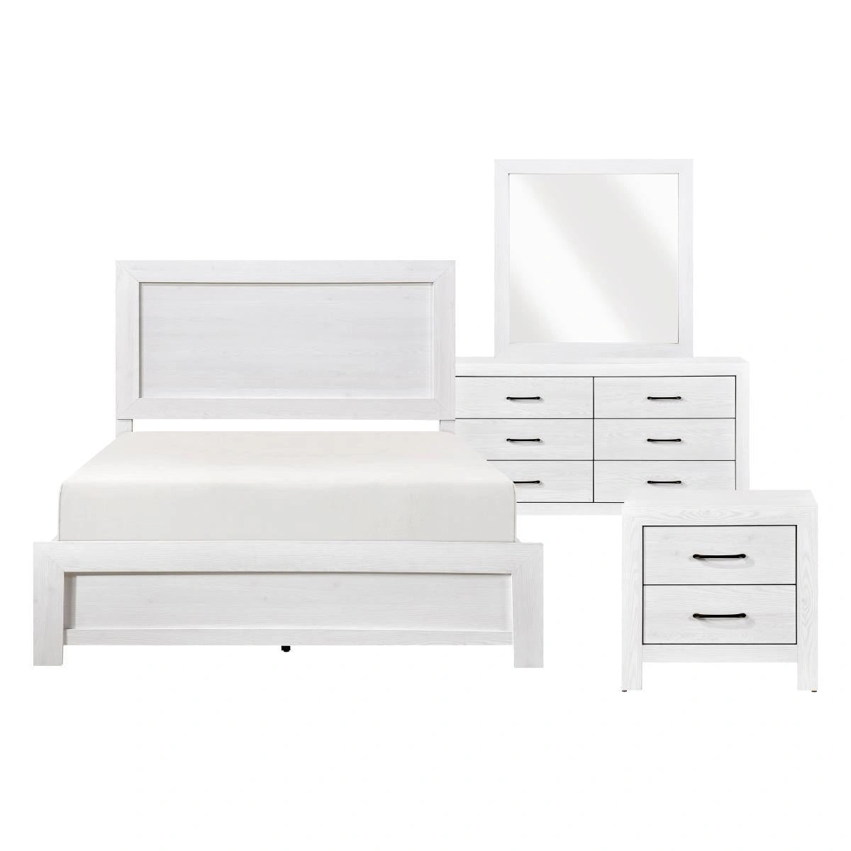 Made of White veneer wood and engineered wood