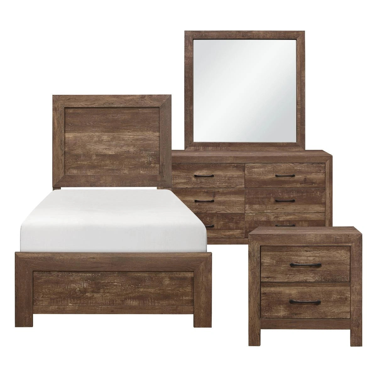 Made of Brown veneer wood and engineered wood
